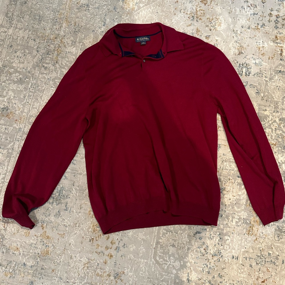Mens Red/Maroon Brooks Brothers Extra Fine Italian Marino Lightweight Sweater